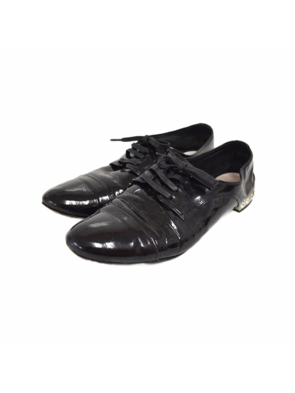 Miu Miu Loafers Dress Shoes Low-Cut Patent Leather Rhinestone Bijou